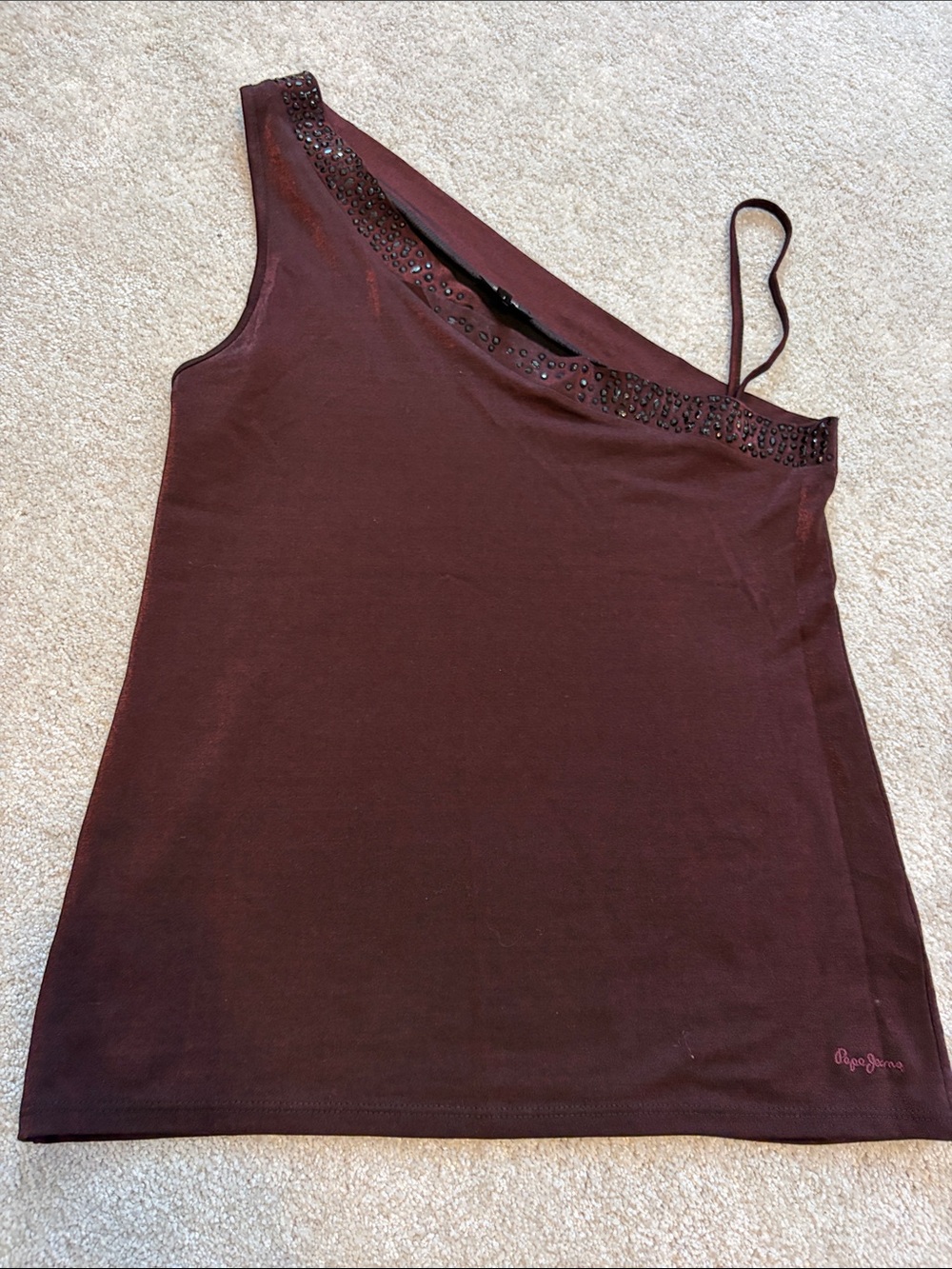 Pepe Jeans Burgundy Logo Hem Tank